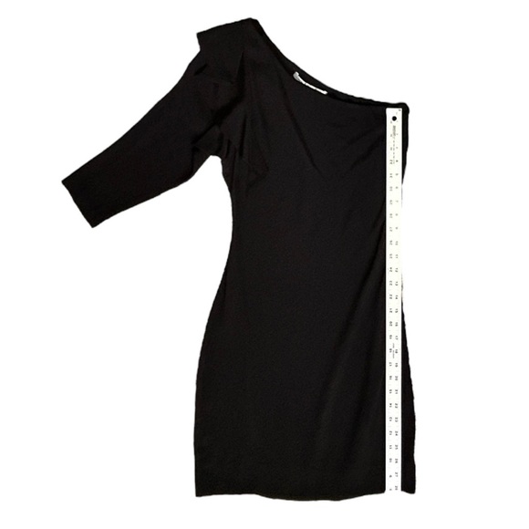 DIANE von FURSTENBERG Cobb One Shoulder Dress sz 2 Stretchy Silk Blend LBD Short - Picture 4 of 12